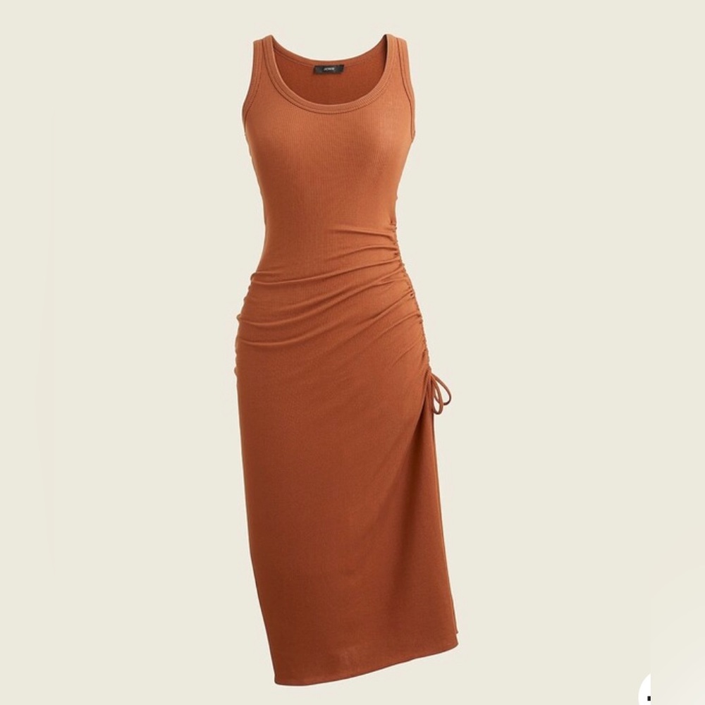 Side-ruched j crew midi dress size medium rust color or golden hickory